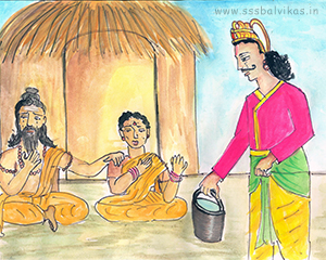 Dasharatha giving water to the old couple and informing about their son's death.