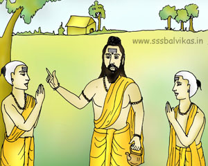 Guru sending disciples to forest