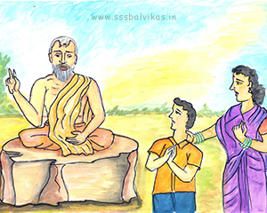 Ramakrishna asking the woman to bring the boy later