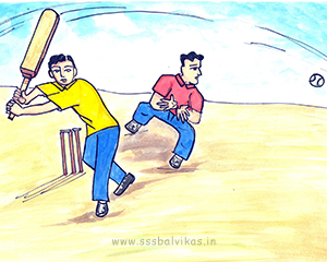 Boys playing cricket