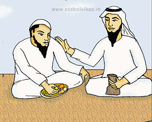 Abdullah giving costly food to the starving beggar