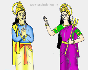 Goddess Uma appearing before Indra