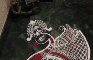 Day 8: Pearlescent Peacock Rangoli