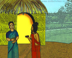 A sanyasi talking to the common woman