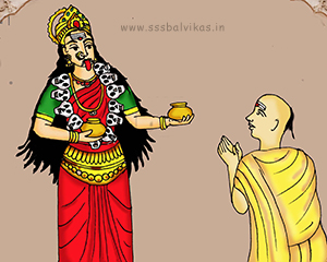 Menifestation of Kali before Thenali
