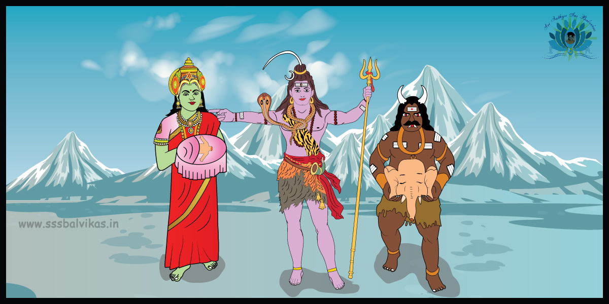 വക്രതുണ്ഡ മഹാ → Story of Ganesha and Sindhurasura-ma - Sri Sathya Sai  Balvikas