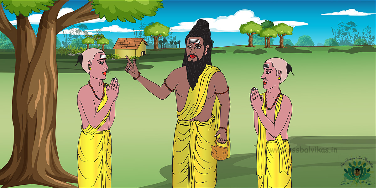 Guru sending disciples to forest